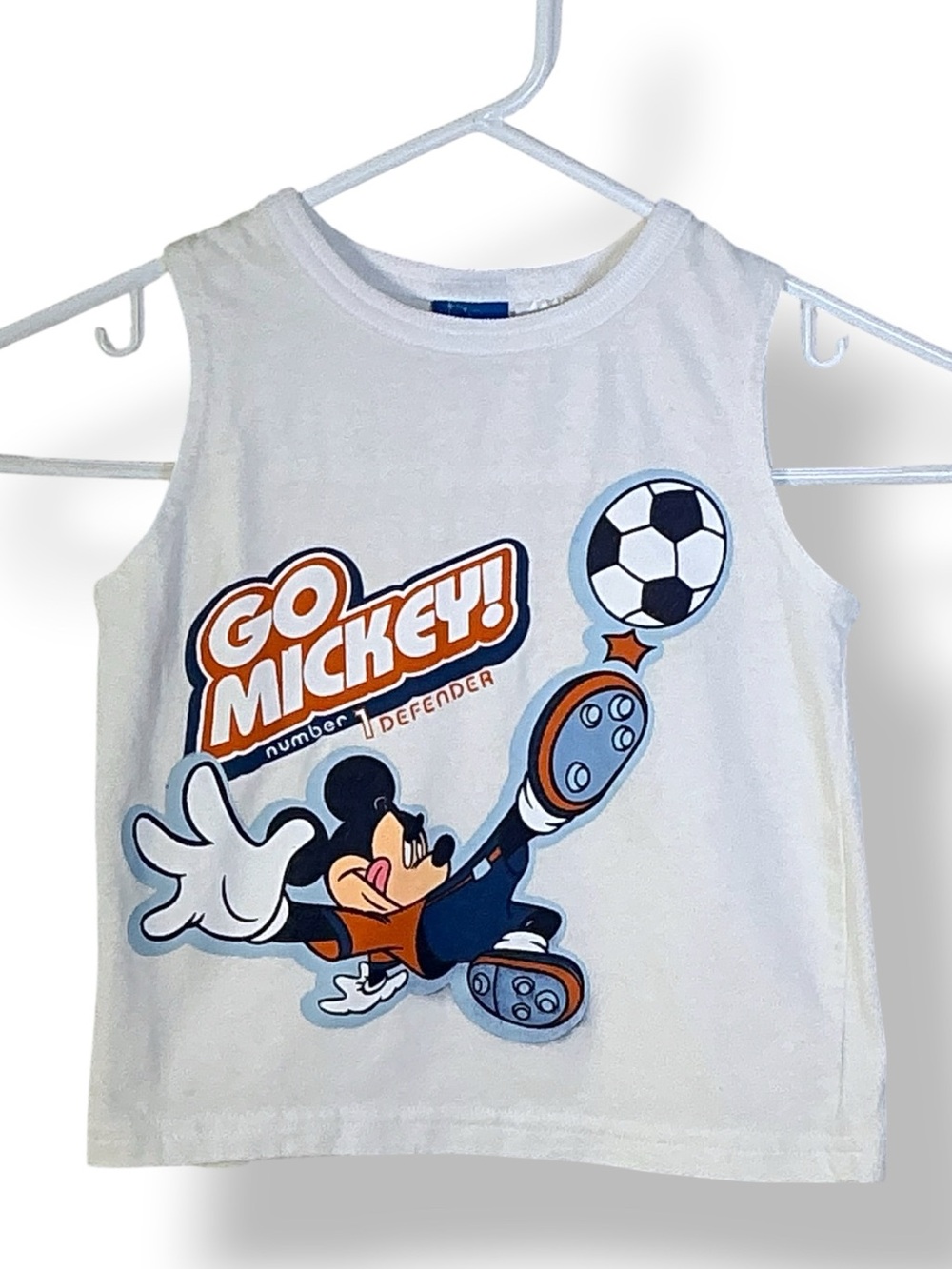 Disney Mickey Mouse Soccer Top 100% Cotton Sleeveless T Shirt Baby Toddler 2T